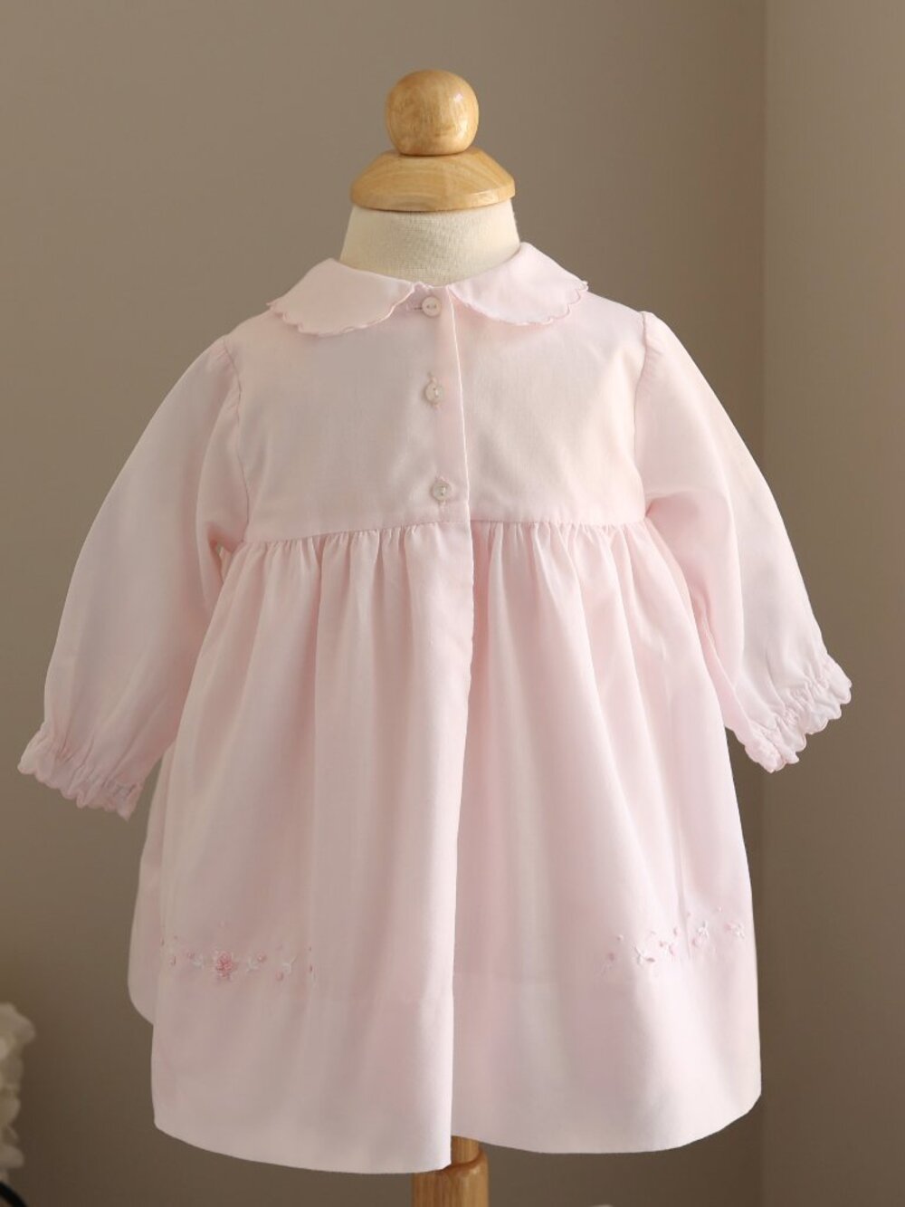 Pink Smocked Dress Long Sleeve Bullion Embroidery Sarah Louise Like New 6 Months - Picture 3 of 5